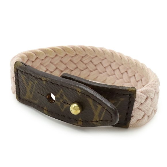 LOUIS VUITTON Tresse Bracelet Bangle Leather Pink M92974 - Picture 1 of 9